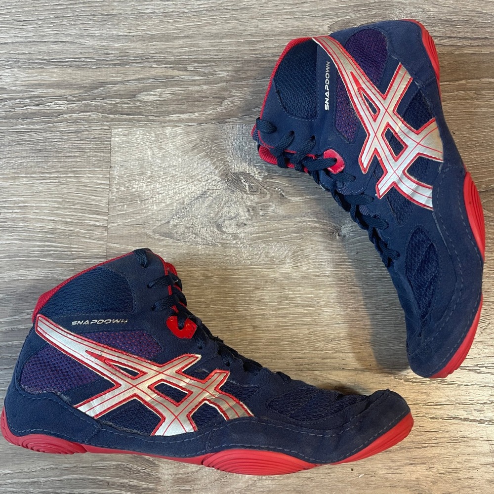 Asics Snapdown Mens Wrestling Shoes Navy Blue Red Silver J502Y Size 11